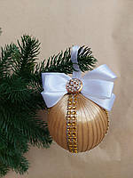 Новогоднее украшение на елку, ручной работы из пенопласта, диаметр 10см золото