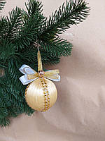 Новогоднее украшение на елку, ручной работы из пенопласта, диаметр 8 см шампань