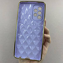 Чохол для Samsung Galaxy A52s золотий чохол з ромбіками із захистом камери на самсунг а52с бузковий w0u, фото 3