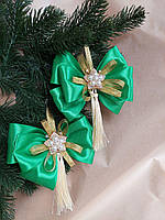 Новогоднее украшение на елку, ручной работы из ленты, бантики (цена за пару)