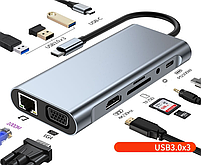 Хаб Док станція Deepfox-2310 11 в 1 USB Type-C концентратор для ноутбука 11 портів, фото 4
