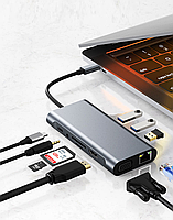 Хаб Док станція Deepfox-2310 11 в 1 USB Type-C концентратор для ноутбука 11 портів, фото 8