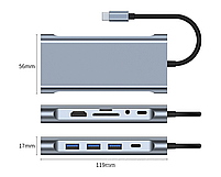 Хаб Док станція Deepfox-2310 11 в 1 USB Type-C концентратор для ноутбука 11 портів, фото 9