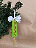 Новогоднее украшение на елку, ручной работы сосулька салатовий