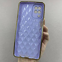 Чохол для Samsung Galaxy A12 золотий чохол з ромбіками із захистом камери на самсунг а12 бузковий w0u, фото 3