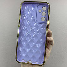 Чохол для Samsung Galaxy A14 золотий чохол з ромбіками із захистом камери на телефон самсунг а14 бузковий w0u, фото 3