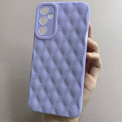 Чохол для Samsung Galaxy A24 4G глянсовий рельєфний з ромбами чохол на телефон самсунг а24 4г бузковий f0k, фото 1