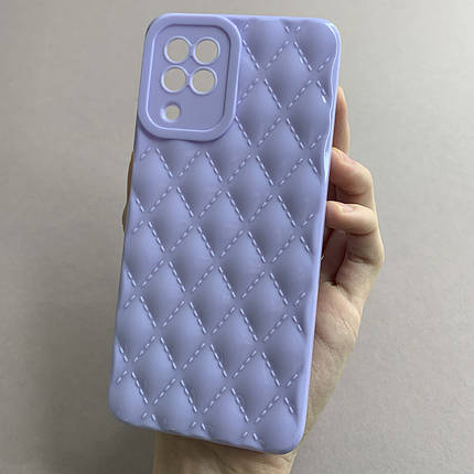 Чохол для Samsung Galaxy A22 глянсовий рельєфний з ромбами чохол на телефон самсунг а22 бузковий f0k, фото 1