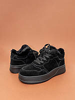 Утеплені жіночі замшеві кросівки черевики зимові чорні 38-40 женские зимние кроссовки ботинки LONZA