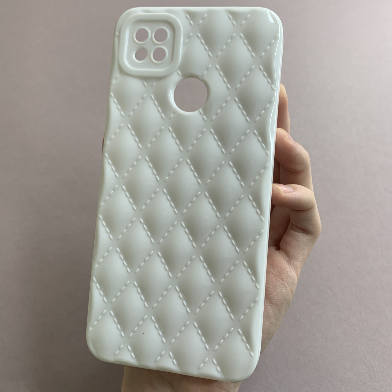 Чохол для Xiaomi Redmi 9C глянсовий рельєфний з ромбами чохол на телефон сяомі редмі 9с білий f0k