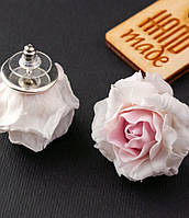 Серьги ручной работы из холодного фарфора "Светло-розовые розы"