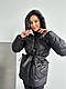 Жіноча куртка стібка з поясом стьобана зимова стьобана куртка на підкладі з капюшоном силікон 250, фото 3