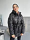 Жіноча куртка стібка з поясом стьобана зимова стьобана куртка на підкладі з капюшоном силікон 250, фото 5