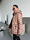 Жіноча куртка стібка з поясом стьобана зимова стьобана куртка на підкладі з капюшоном силікон 250, фото 7