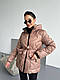 Жіноча куртка стібка з поясом стьобана зимова стьобана куртка на підкладі з капюшоном силікон 250, фото 8