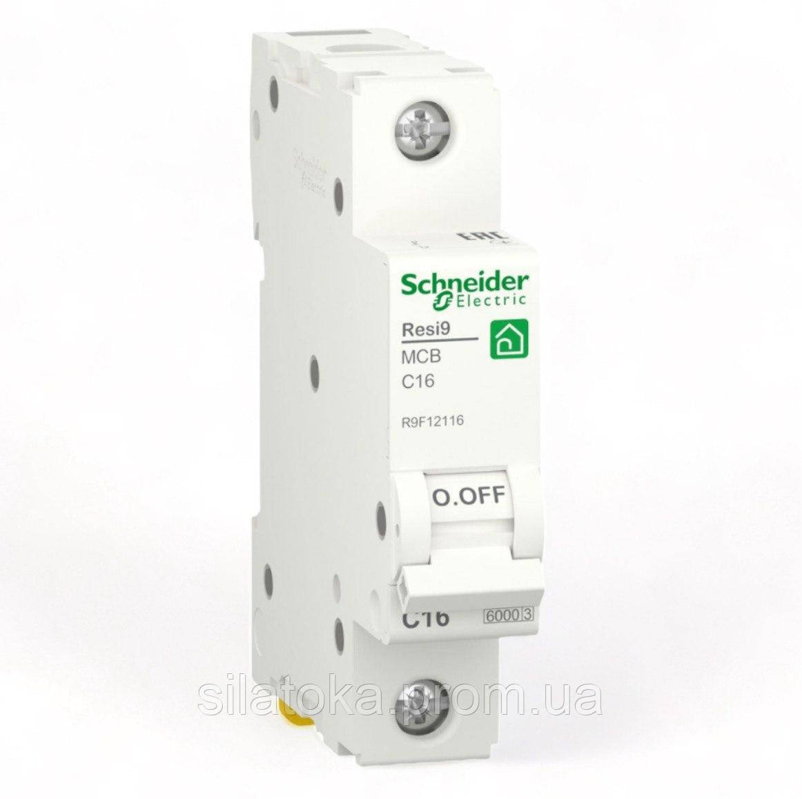Автоматичний вимикач RESI9 Schneider Electric 16А 1П З 6кА