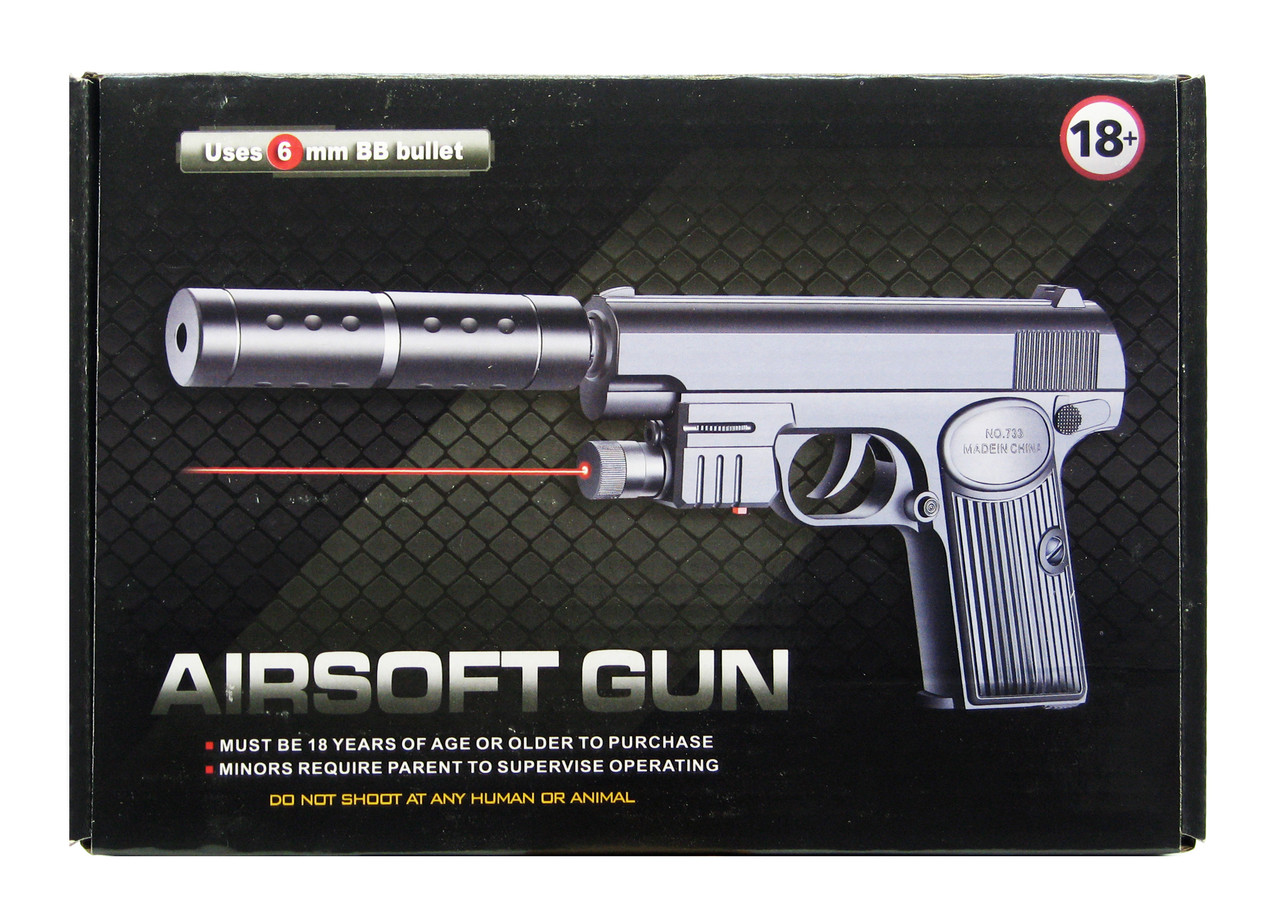Игрушечный пистолет 733C, на пульках 6мм, с лазерным прицелом и ...