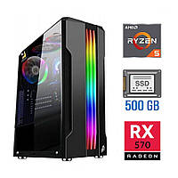 Игровой ПК Tower / AMD Ryzen 5 5500 (6 (12) ядер по 3.6 - 4.2 GHz) NEW / 16 GB DDR4 NEW / 500 GB SSD NEW / AMD