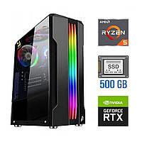 Новый игровой ПК Tower / AMD Ryzen 5 4500 (6 (12) ядер по 3.6 - 4.1 GHz) / 16 GB DDR4 / 500 GB SSD / nVidia