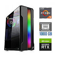 Новый игровой ПК Tower / AMD Ryzen 5 4500 (6 (12) ядер по 3.6 - 4.1 GHz) / 32 GB DDR4 / 1000 GB SSD / nVidia