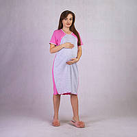 Ночная рубашка летняя для беременных и кормящих мам розовая р. 46-54