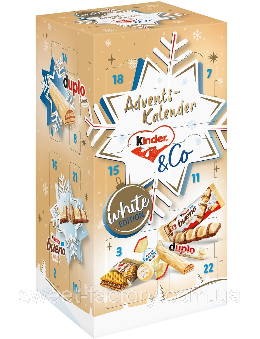 Адвент Kinder & Co Advents Kalender White Edition 263g, фото 1