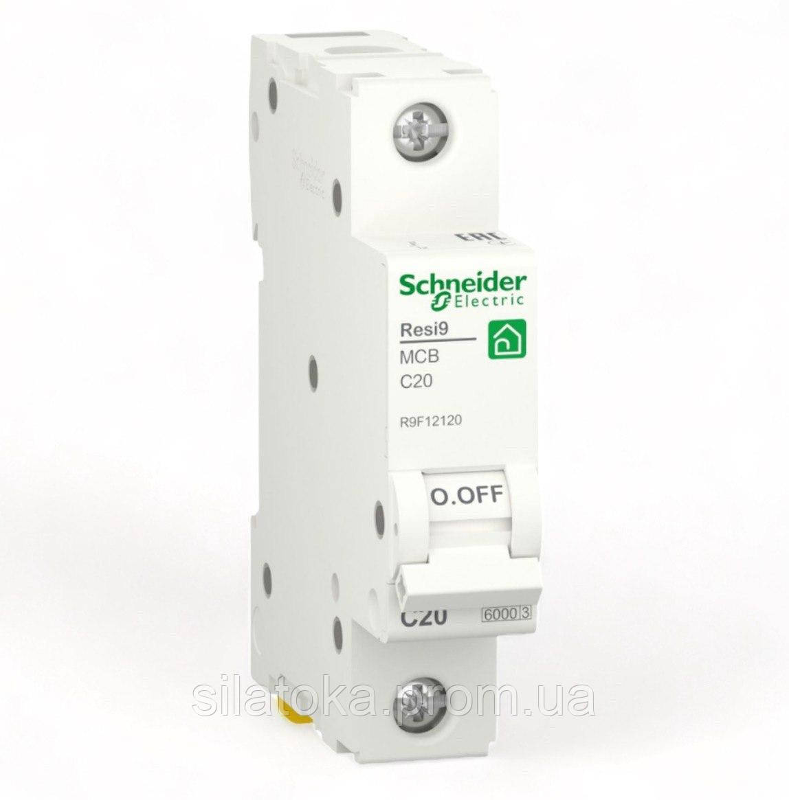 Автоматичний вимикач RESI9 Schneider Electric 20А 1П З 6кА