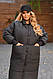 Жіноча зимова довга стьобана тепла куртка пальто з капюшоном осінь - зима на синтепоні 250 розміри, фото 3