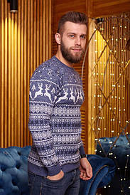 Стильний зимовий светр із оленями розмір XL Синій