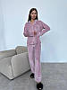 Плюшева піжама з кантом Christel 121 сорочка і штани пудрова M, фото 4