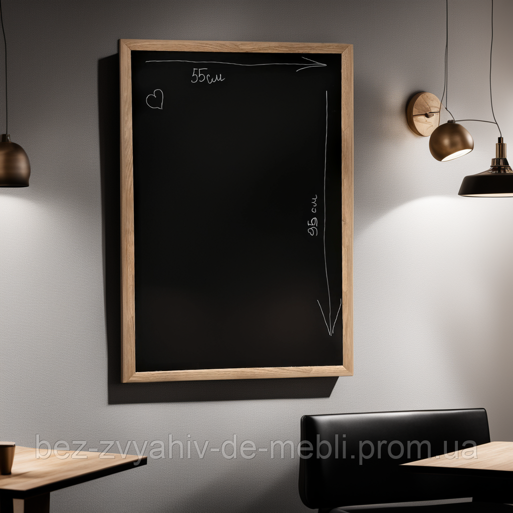 Велика крейдяна дошка в рамці 55*95см для кав'ярні, ресторану, кафе, бару, магазинів