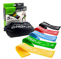 Резинки для фітнесу PowerPlay 4113 набір з 5 шт для тренувань вдома та в залі для зміцнення м'язів