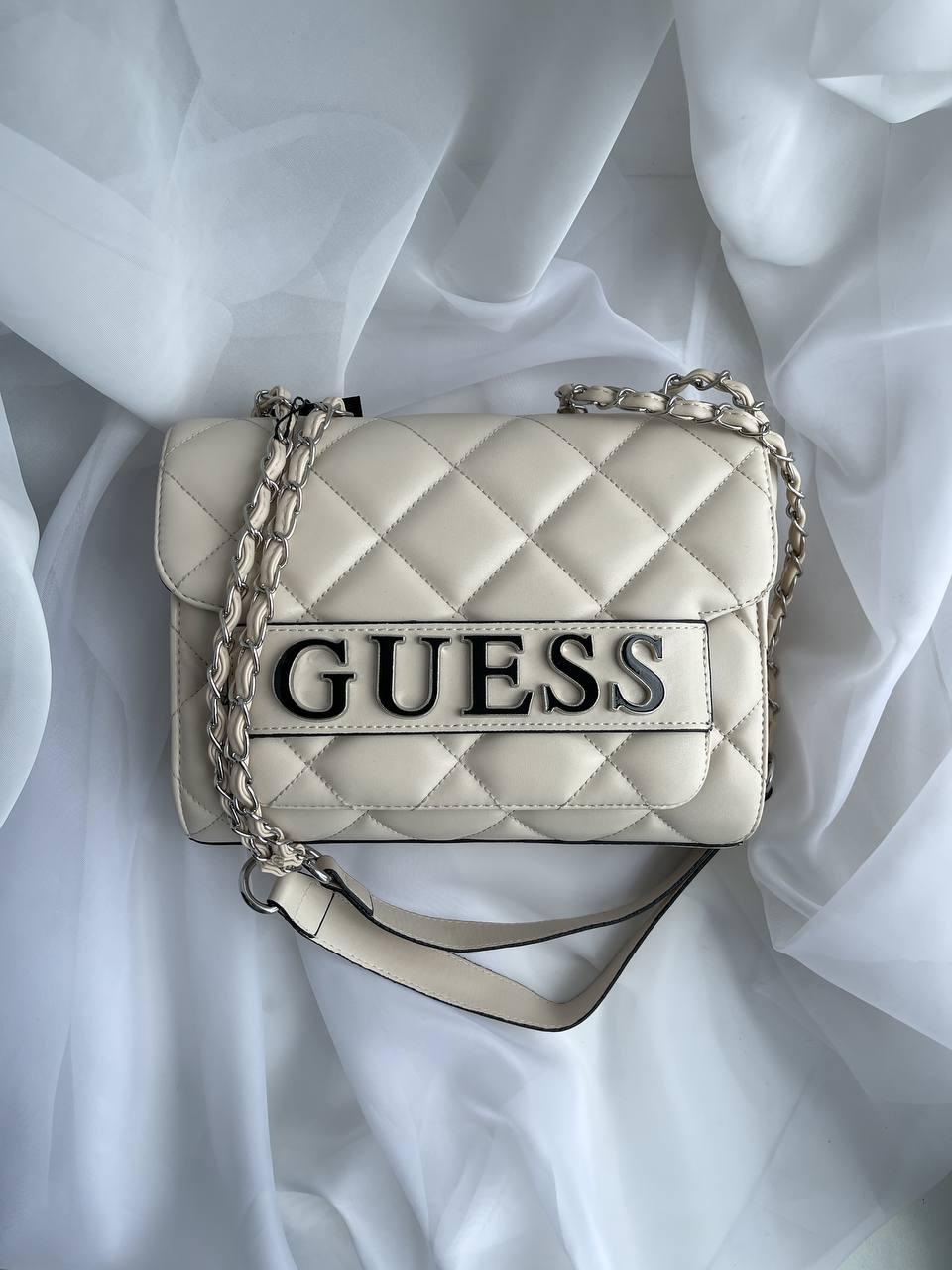 Женская стильная стильная сумка Гесс бежевая Guess Beige искуственная кожа - фото 1 - id-p2011334961