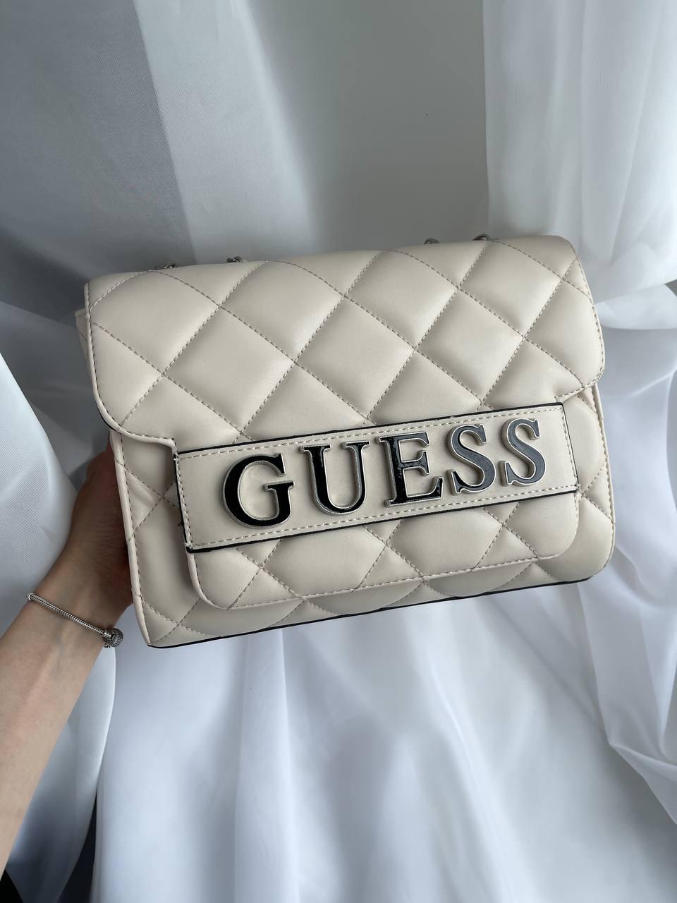 Женская стильная стильная сумка Гесс бежевая Guess Beige искуственная кожа - фото 3 - id-p2011334961