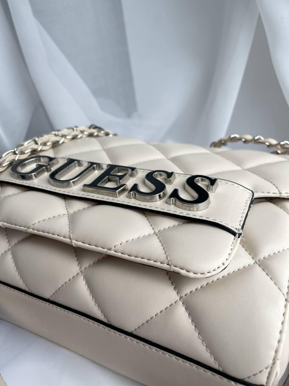 Женская стильная стильная сумка Гесс бежевая Guess Beige искуственная кожа - фото 9 - id-p2011334961