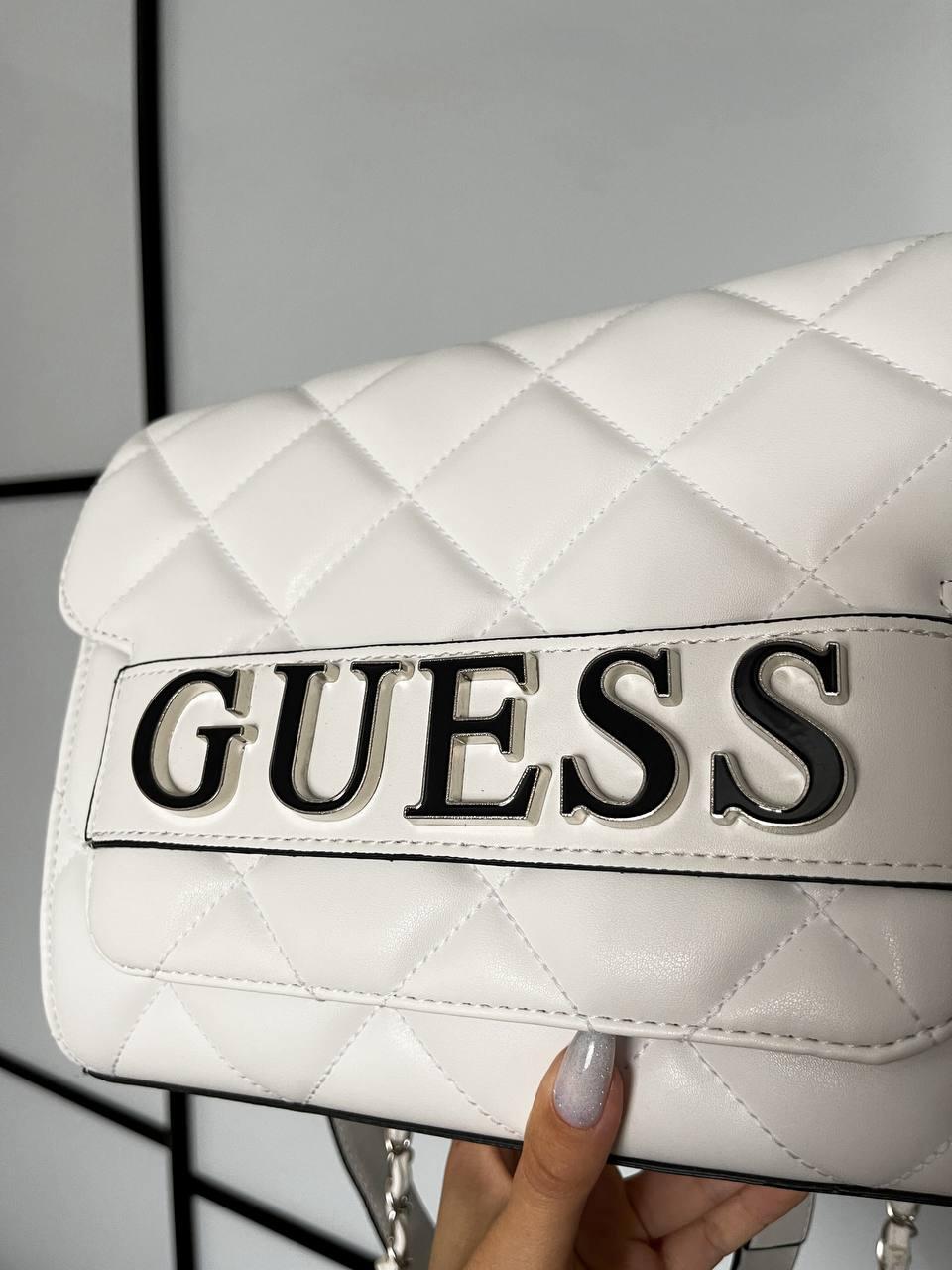 Женская стильная стильная сумка Гесс белая Guess White искуственная кожа - фото 9 - id-p2011334962