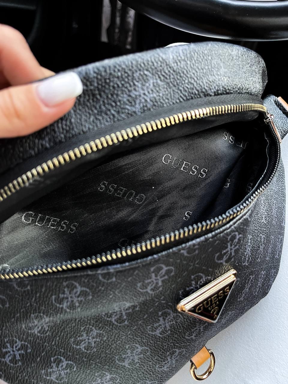 Женская стильная стильная сумка Гесс черная Guess Black искуственная кожа - фото 7 - id-p2011334976
