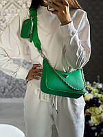Женская стильная стильная сумка Прада зеленая Prada Re-Edition Green натуральная кожа