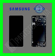 Дисплей Samsung A715 Black А71 2020 (GH82-22152A) сервісний оригінал у зборі з рамкою (переклеєне скло)