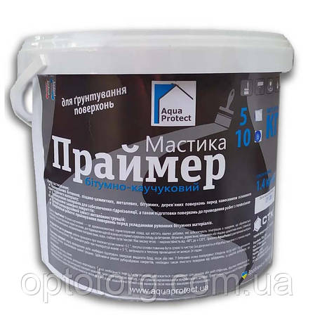 Мастика Праймер покрівельна каучукова для гідроізоляції поверхней Aqua Protect 10кг СТК Україна, фото 2