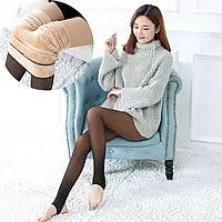 Колготки теплі жіночі на флисе з імітацією тонких капронових із відкритою стопою, 42-48