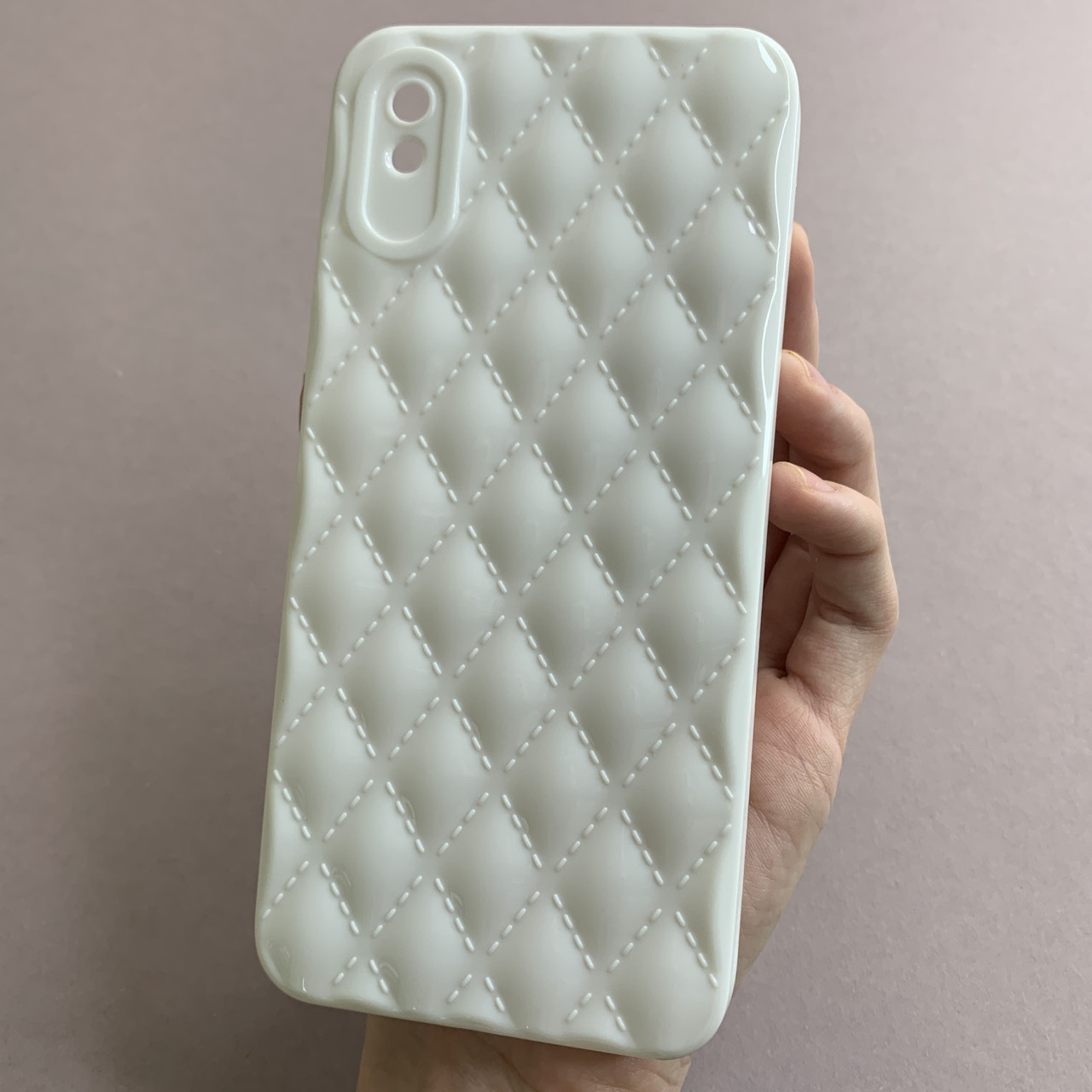 Чохол для Xiaomi Redmi 9A глянсовий рельєфний з ромбами чохол на телефон сяомі редмі 9а білий f0k