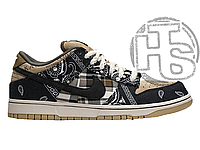 Женские кроссовки Nike Dunk Low Travis Scott Black White Brown (с мехом) CT5053-001