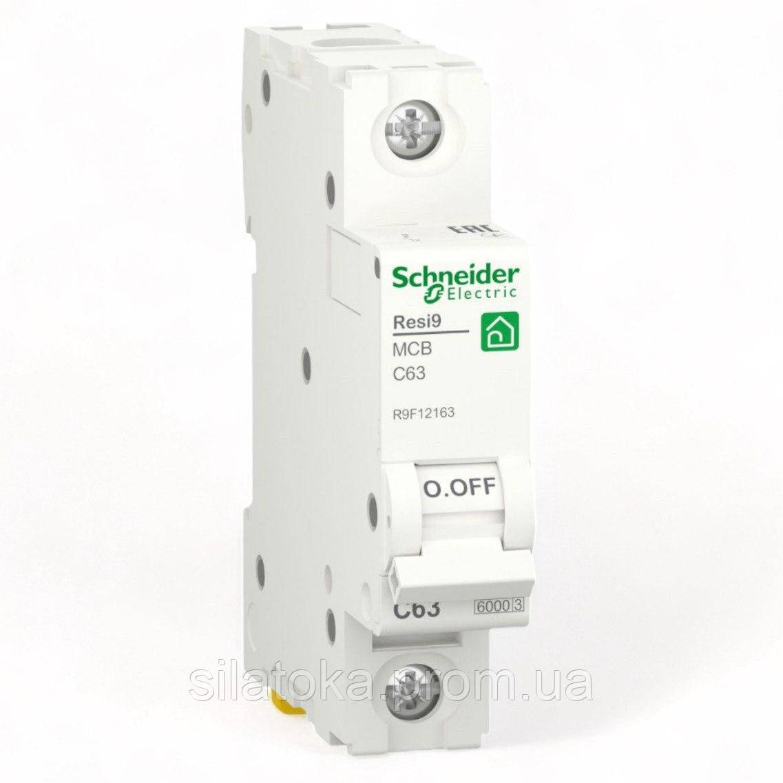 Автоматичний вимикач RESI9 Schneider Electric 63А 1П З 6кА