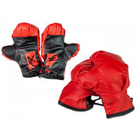 Боксерские перчатки NEW Strateg красно-черные возраст 10-14 лет размер 21х17 см (2077)