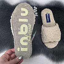 Тапочки жіночі кімнатні Inblu бежеві хутряні на фетрової підошві 4303, фото 5