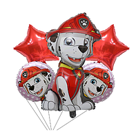 Куля фігура Маршал з набором фольгованих кульок щенячий патруль червоний 5 шт