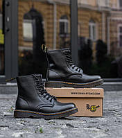 Зимние ботинки мужские Dr Martens 1460 Black winter Обувь Берцы с мехом Доктор Мартинс черные теплые