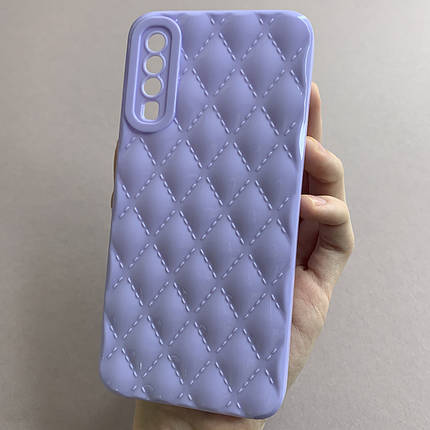 Чохол для Samsung Galaxy A30s глянсовий рельєфний з ромбами чохол на телефон самсунг а30с бузковий f0k, фото 1