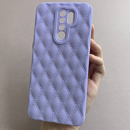 Чохол для Xiaomi Redmi 9 глянсовий рельєфний з ромбами чохол на телефон сяомі редмі 9 бузковий f0k, фото 1